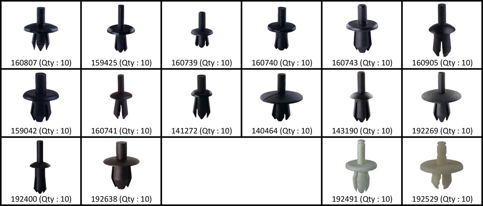 Push Type Pin Retainer Assortment 161 pcs AutoFast